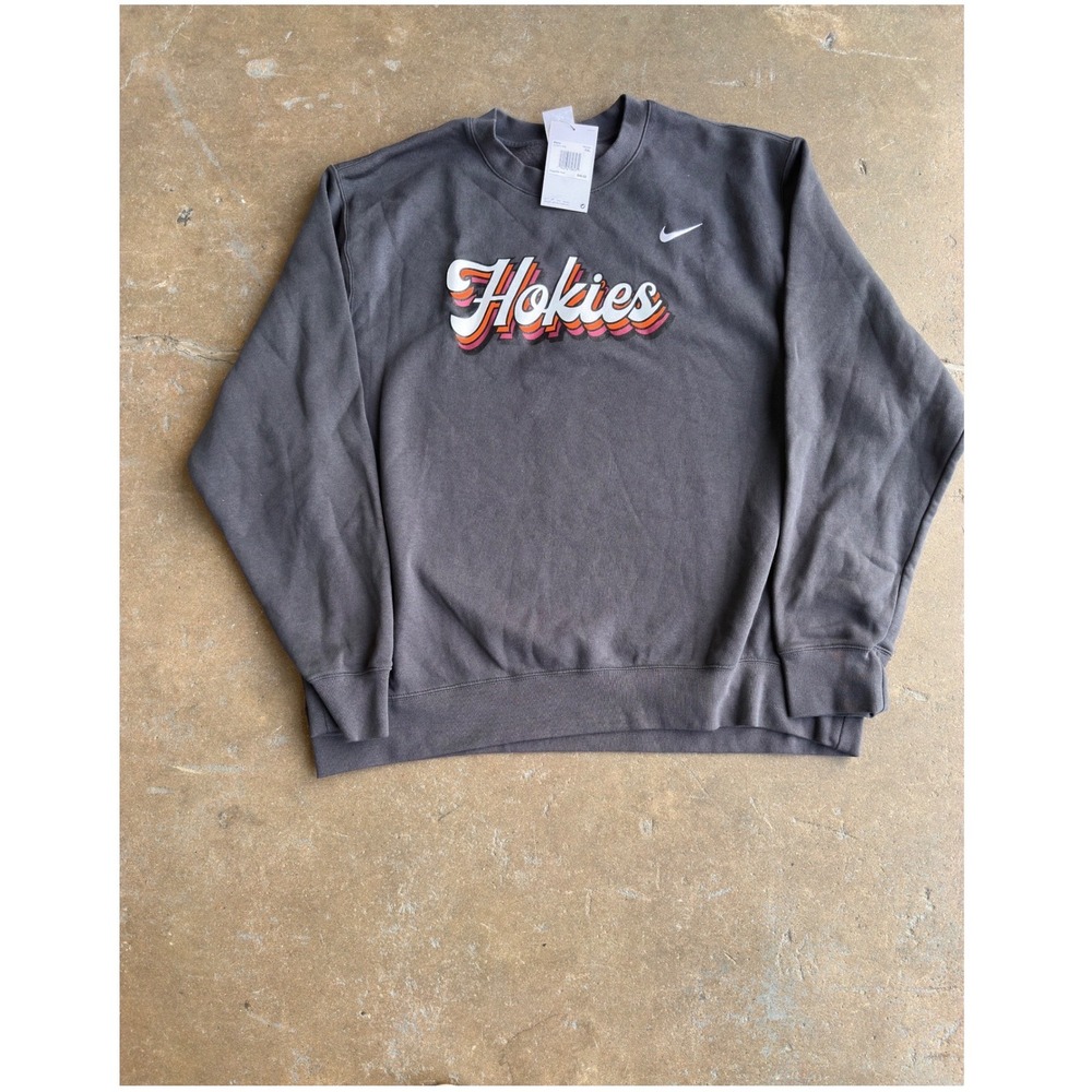 Nike Virginia Tech Hokies Crewneck Sweatshirt Mens XXL Grey Retro Inspired NWT